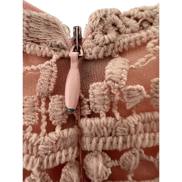 Polagram Dress Pink Lace Button Front Short‎ Sleeve Guipure Lace Dainty Medium - Picture 6 of 14